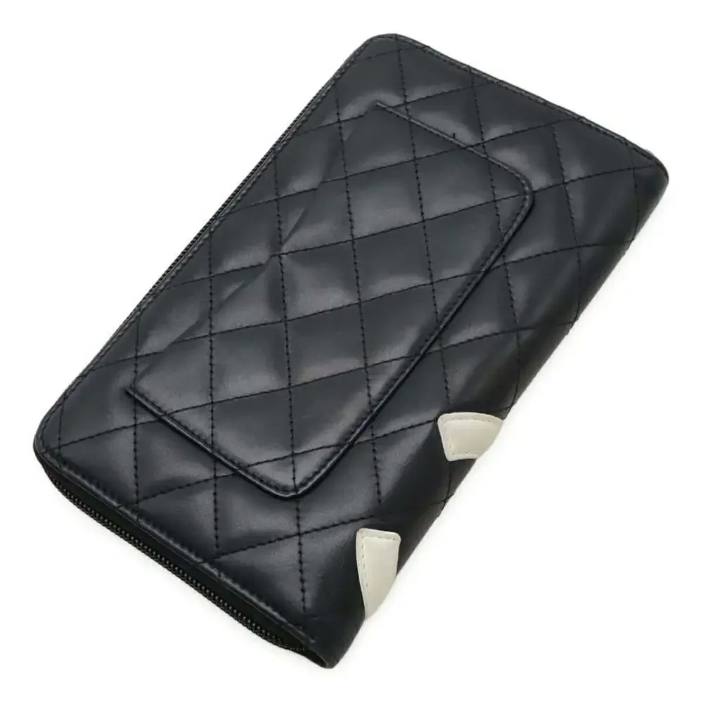 CHANEL Black Leather Logo Wallet